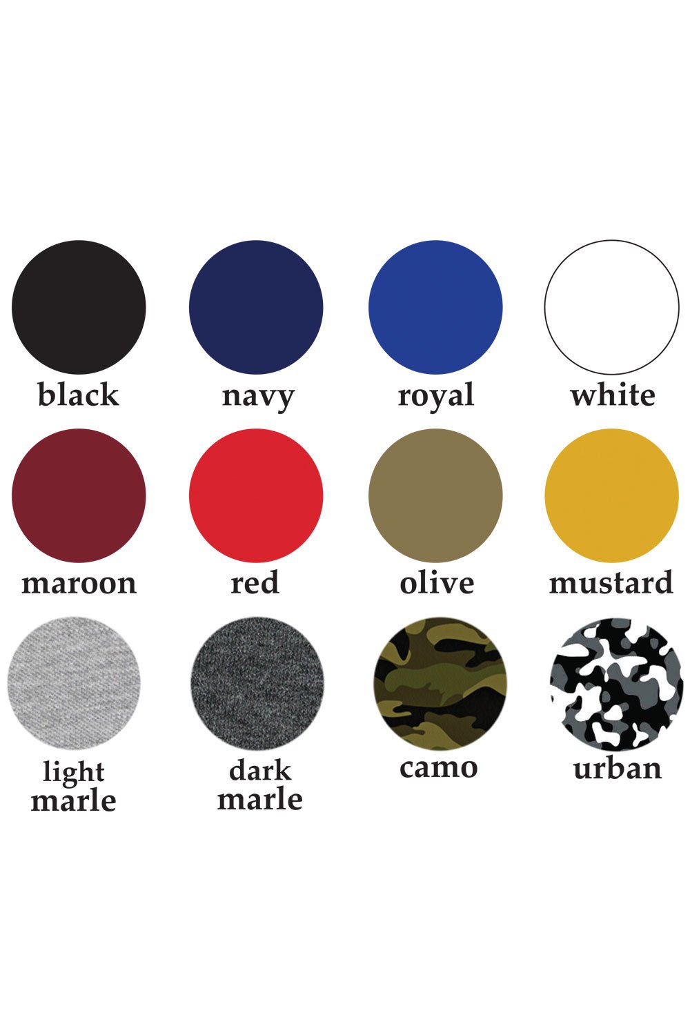Hoodie colour swatches