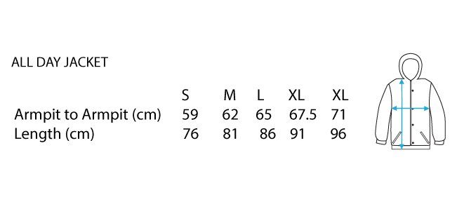 All day Jacket size chart