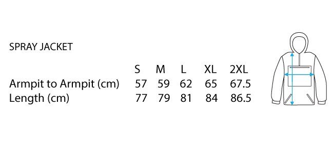 spray jacket size chart